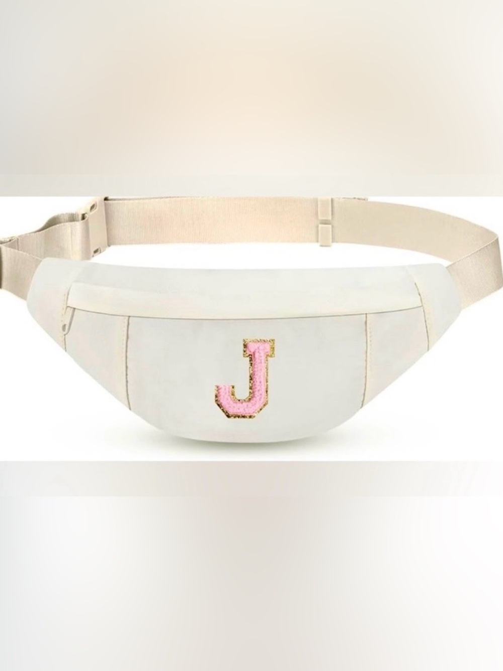 White Women’s Belt Bag with Pink J Monogram